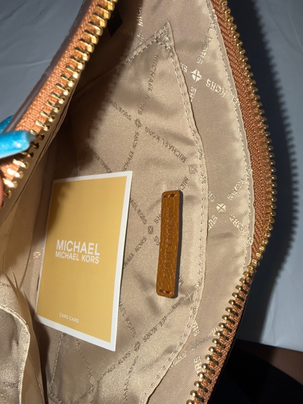 Michael Kors Beige and Brown Signature MK Wristlet - Picture 3 of 3